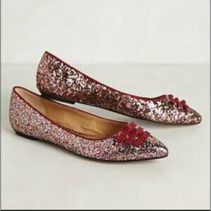 Anthropologie Pilcro And The Letterpress Skipperdee Glitter Flats Womens Sz 5.5